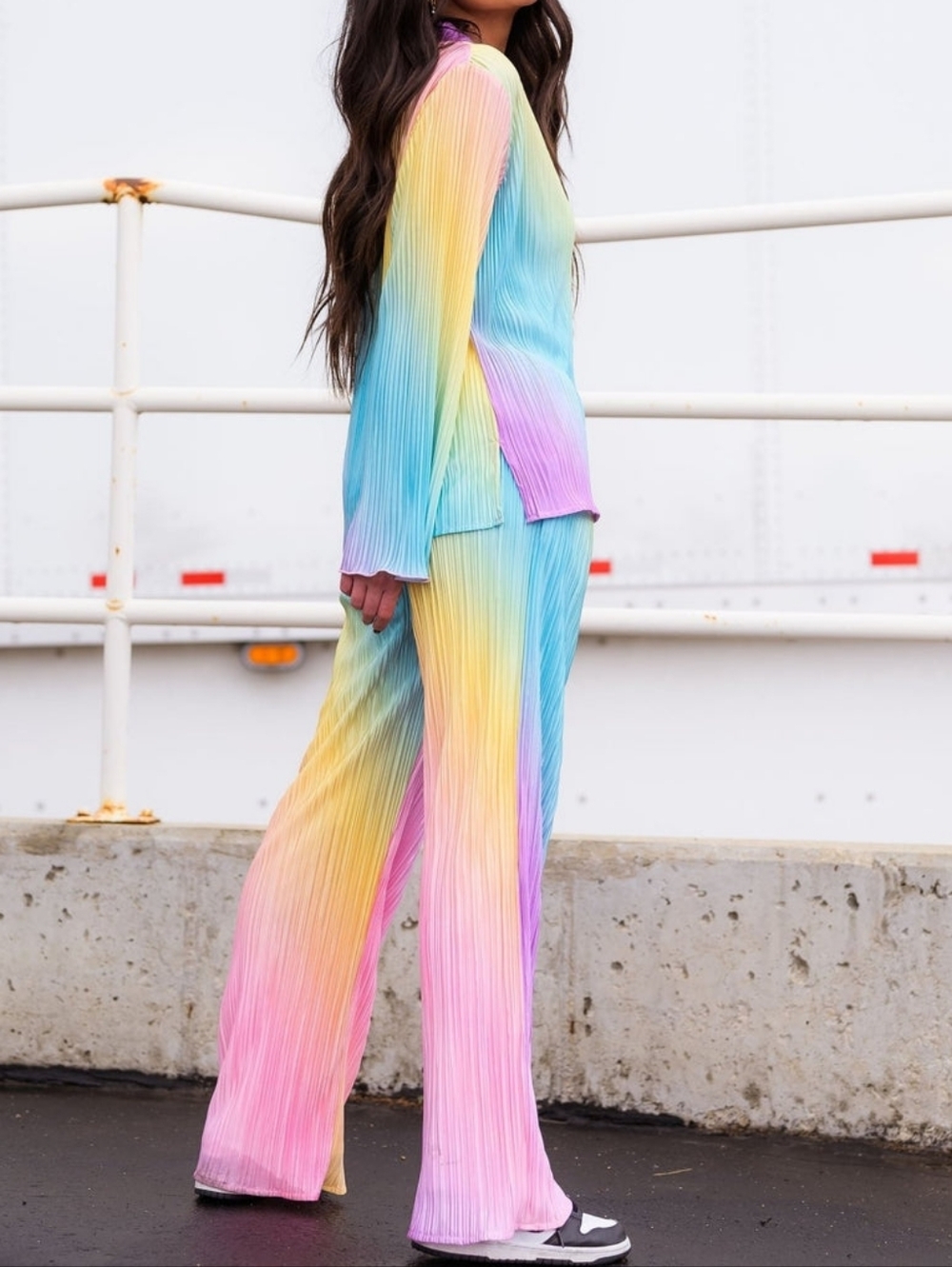 Dressed in LALA | Rainbow Daydream Matching Plissé Set, Baggy Fit, EUC! - Picture 8 of 16